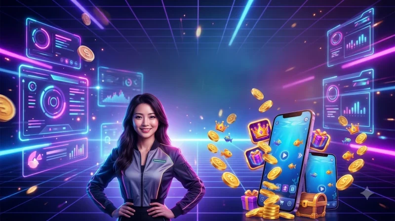 Celebration scene with golden coins and jackpot win concept symbolizing gaming rewards