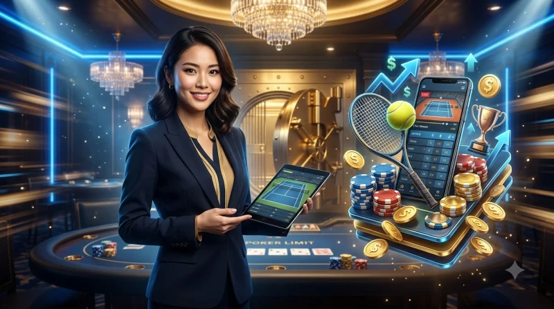 cinematic-illustration-of-tennis-betting-experience-at-xx88-with-elegant-woman-premium-interface-elements-and-dynamic-lighting Cinematic illustration of tennis betting experience at XX88 with elegant woman, premium interface elements and dynamic lighting