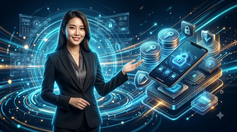 la-chan-vang-voi-dau-kiem-bieu-tuong-ma-hoa-du-lieu Lá chắn vàng với dấu kiểm, biểu tượng mã hóa dữ liệu