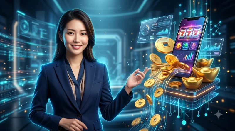 Smart gaming strategy visualization - Organized digital device showing budget planning with carefully arranged golden coins representing disciplined betting management